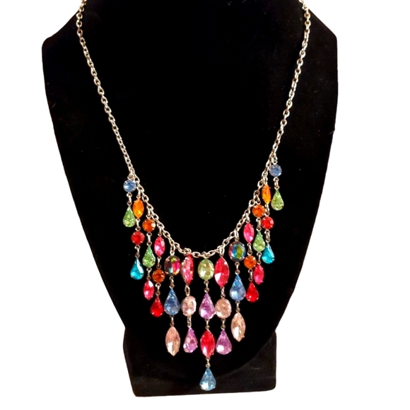 Jewelry Multicolor Tear Drop Triangle Rhinestone Bib Necklace Poshmark